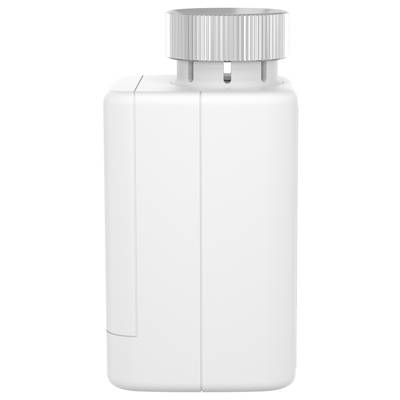 Weiße Plastikflasche mit silbernem Schraubverschluss, seitliche Ansicht.