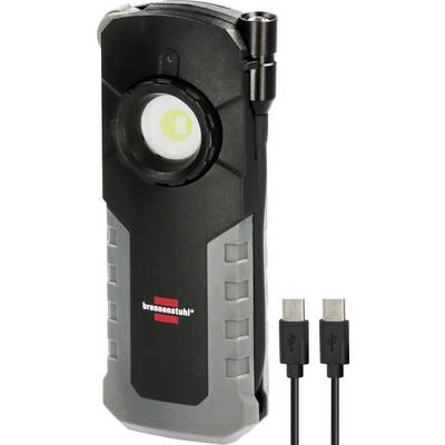 Tragbares schwarzes und graues LED-Arbeitslicht mit Aufhängehaken und zwei daneben gezeigten USB-Kabeln