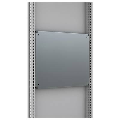 Metallschrank mit glatter, metallischer Tür, in einem grauen Raum montiert. Schrauben sind an den Ecken der Tür sichtbar.