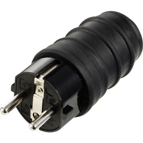 Sygonix SY-6618468 Schutzkontaktstecker TPE 250 V/AC Schwarz IP44