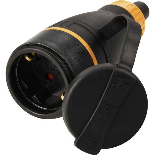 Sygonix SY-6618484 Schutzkontaktkupplung TPE, PC 250 V/AC Schwarz, Orange IP44