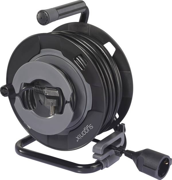 Sygonix SY-6618486 Kabeltrommel 30 m Schwarz Schutzkontakt-Stecker