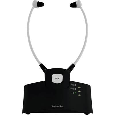 'TechniSat-Kopfhörer' mit dreifachem LED-Anzeige und Mute-Taste, geeignet für Fernseher oder Audio-Wiedergabegeräte.