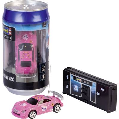 'Mini-RC Auto in pinker Farbe mit Fernbedienung und Dose, betrieben bei 27 MHz, ideal für Spaß und Spiel.'