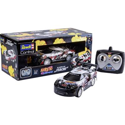 Fernsteuerbares Modellauto von Revell mit 'Naruto Shippuden Itachi'-Grafik. Enthält Auto, Fernbedienung und Verpackung.