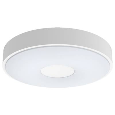 Runde, weiße Deckenlampe mit minimalistischen Design, geeignet für moderne Innenräume.