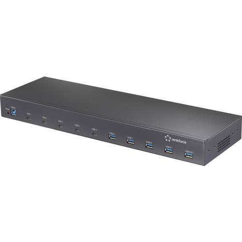 Renkforce 483 mm (19) Rack Mount 10-Port USB 3.2 Gen 2 Hub USB 3.2 Gen 2-Hub für industrielle Anwendungen, Rackmontage m...