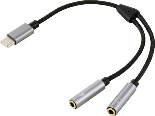 Renkforce USB-C®, Audio Adapterkabel [1x USB-C® Stecker - 2x 3.5 mm-Buchse]  20 cm