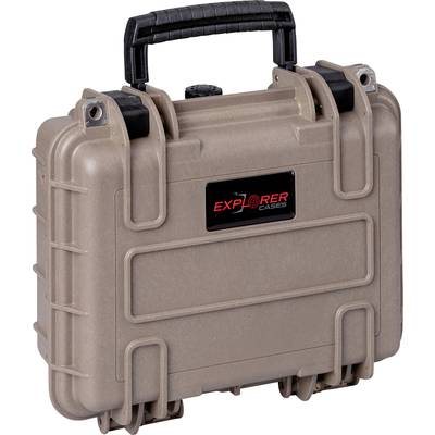 Hellbrauner, robuster Koffer mit schwarzem Griff, markiert mit 'EXPLORER CASES'. Geeignet für den sicheren Transport von Ausrüstung.