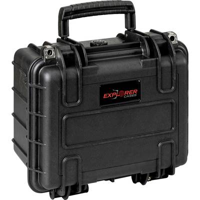 Schwarzer, robuster Schutzkoffer mit Tragegriff und 'Explorer Cases'-Logo auf der Vorderseite, geeignet für den sicheren Transport.