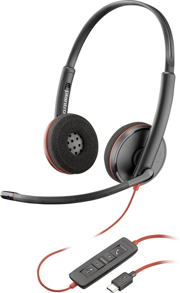 HP Poly Blackwire C3220 On Ear Headset kabelgebunden Stereo Schwarz Headset, Mikrofon-Stummschaltung, Lautstärkeregelung Computer
