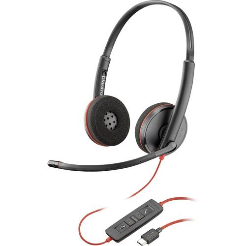 HP Poly Blackwire C3220 On Ear Headset kabelgebunden Stereo Schwarz Headset, Mikrofon-Stummschaltung, Lautstärkeregelung...