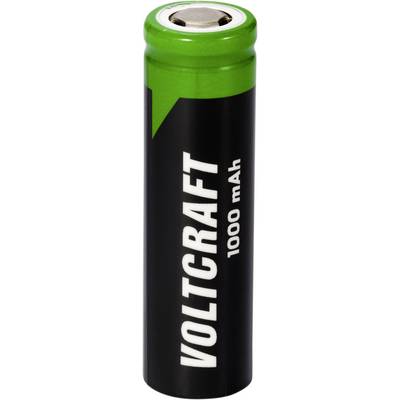 Grüne und schwarze Batterie mit der Aufschrift 'VOLTCRAFT 1000 mAh'.