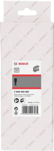 Verpackung von Bosch-Ersatzteil, Produktname 'Spannmutter', Artikelnummer 2 608 000 887, hergestellt in China.