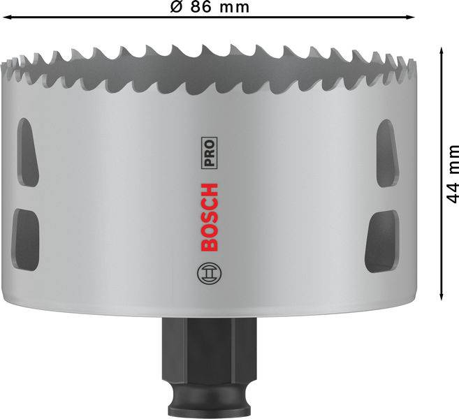 Kreissägeblatt der Marke Bosch, Durchmesser 86 mm, Höhe 44 mm, mit Metallzähnen, geeignet für Pro-Anwendungen.
