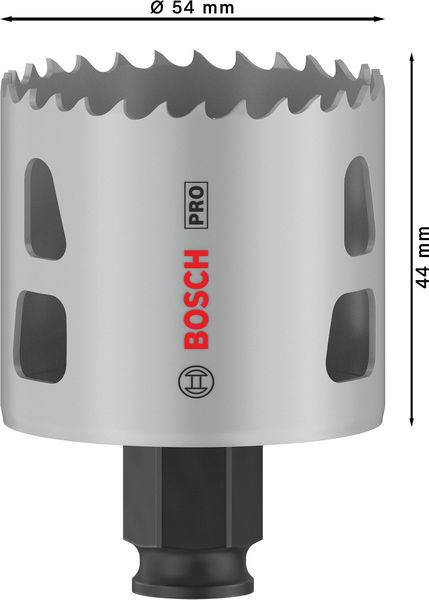 'Lochsäge von Bosch Pro, Durchmesser 54 mm, Höhe 44 mm.'