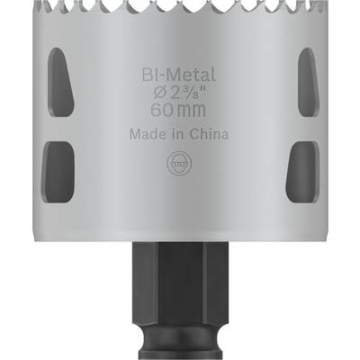 Metall-Lochsäge mit der Aufschrift 'BI-Metal, Ø 60 mm, Made in China', geeignet für präzises Schneiden in Metalloberflächen.