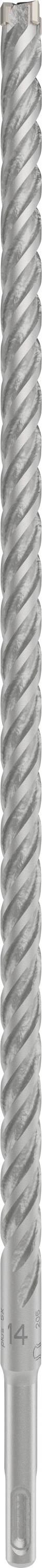 Metallschraube mit spiralförmigem Gewinde und flachem Kopf, vertikal ausgerichtet.