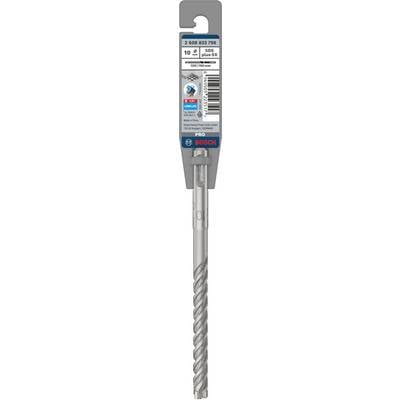 Bohrer von Bosch, 10,2 mm Durchmesser, SDS-plus, geeignet für Beton und Ziegel, verpackt in grauer Kartonhalterung.