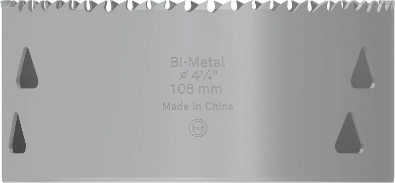 Metallisches Sägeblatt aus Bi-Metall, 108 mm, hergestellt in China, mit glatter Oberfläche und gezackten Kanten.