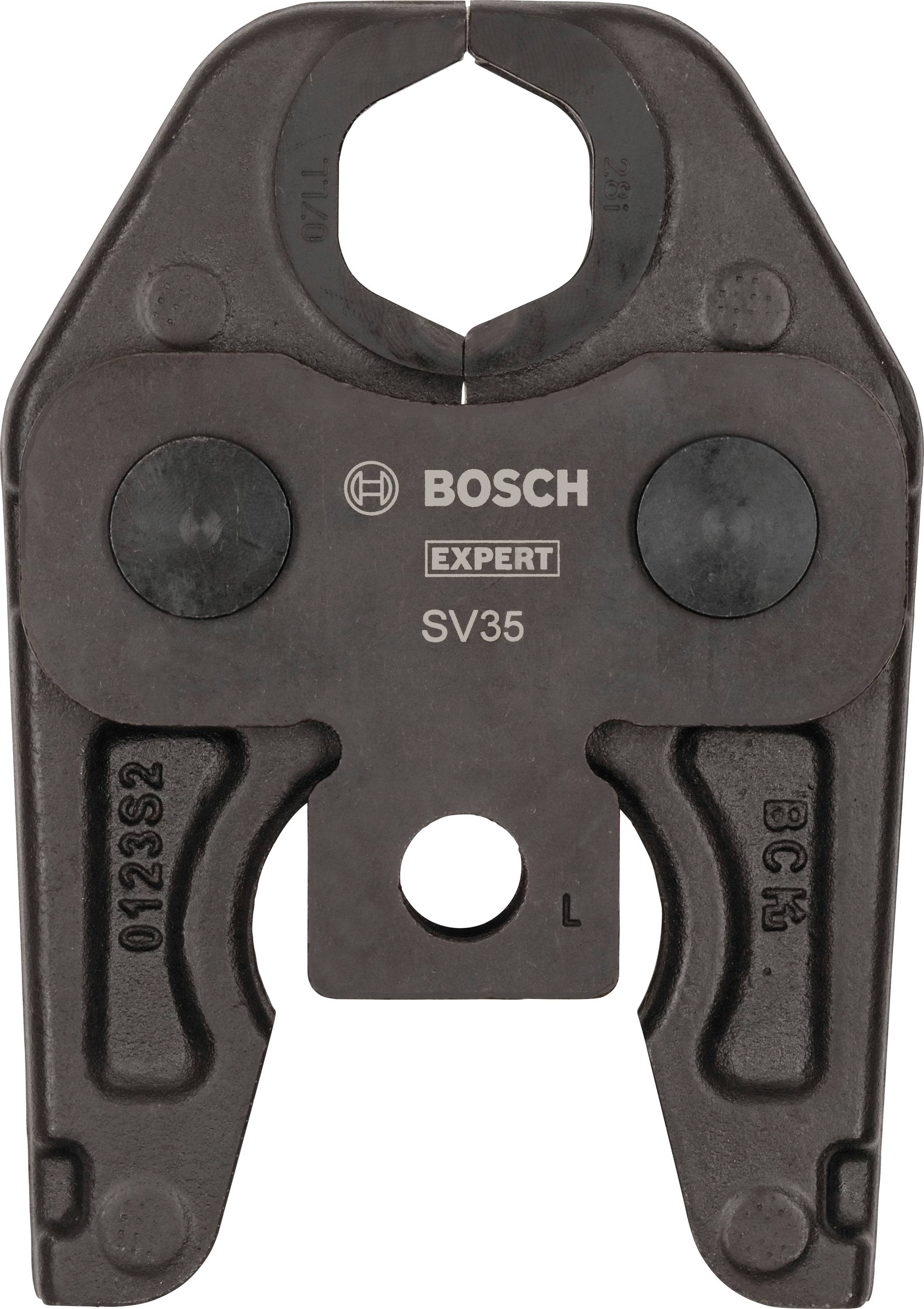 Pressbacke für Presssysteme mit der Aufschrift 'BOSCH EXPERT SV35', überwiegend schwarzes Design mit technischen Details.