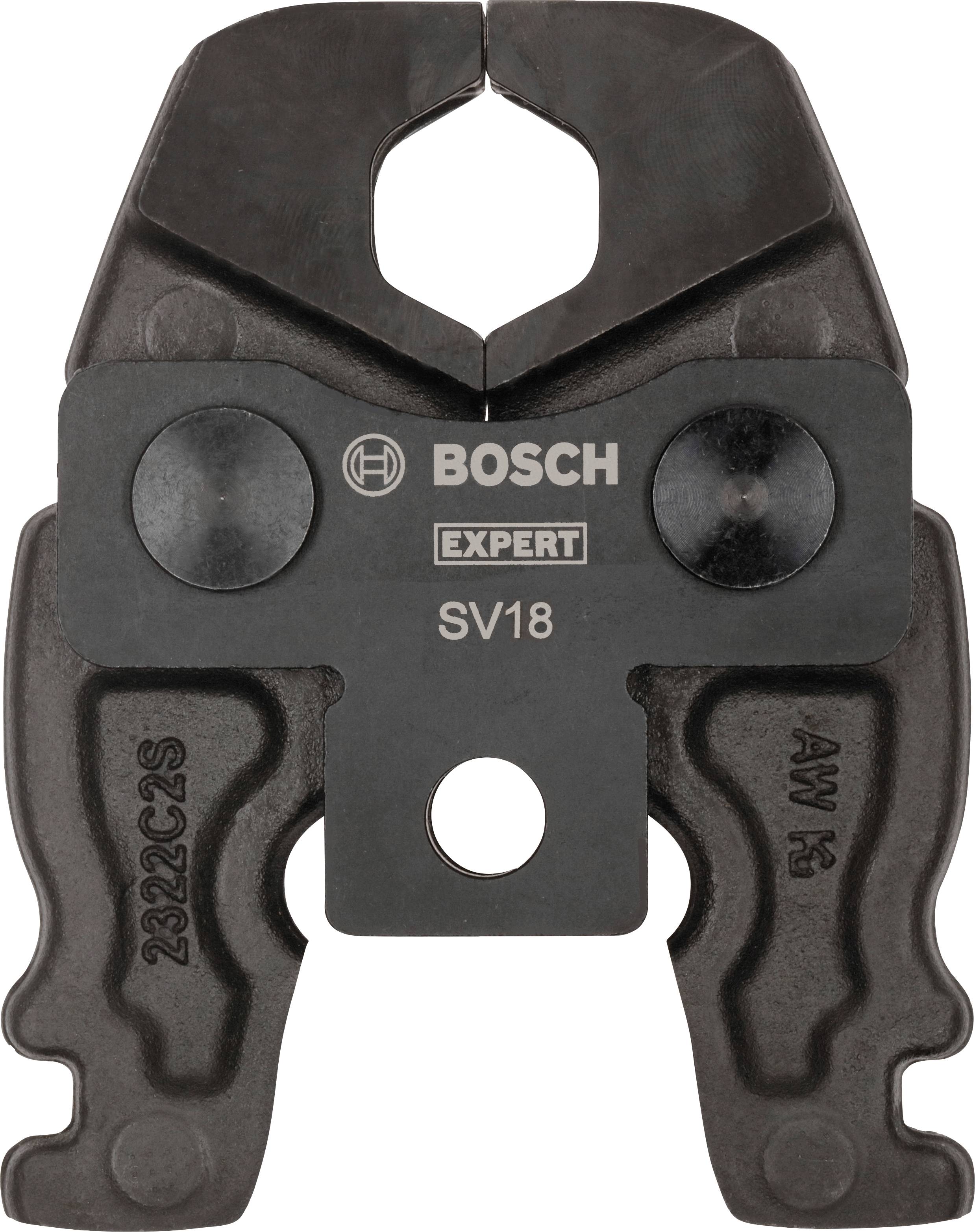 Schneidkopf des Typs Bosch Expert SV18 aus Metall, mit zwei schwarzen Klingen und dem Bosch-Logo in der Mitte.