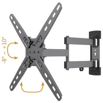 Wandhalterung für Fernseher mit schwenkbaren Armen und neigbarem Gelenk. Geeignet für flexible Ausrichtung und Anpassung.