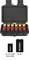 'Schwarzer Koffer mit sechs roten Batteriefächern. Darunter Symbole: 6x CR 123A/CR2/1835 Batterien, 6x 9V Batterien, Marke Voltcraft.'