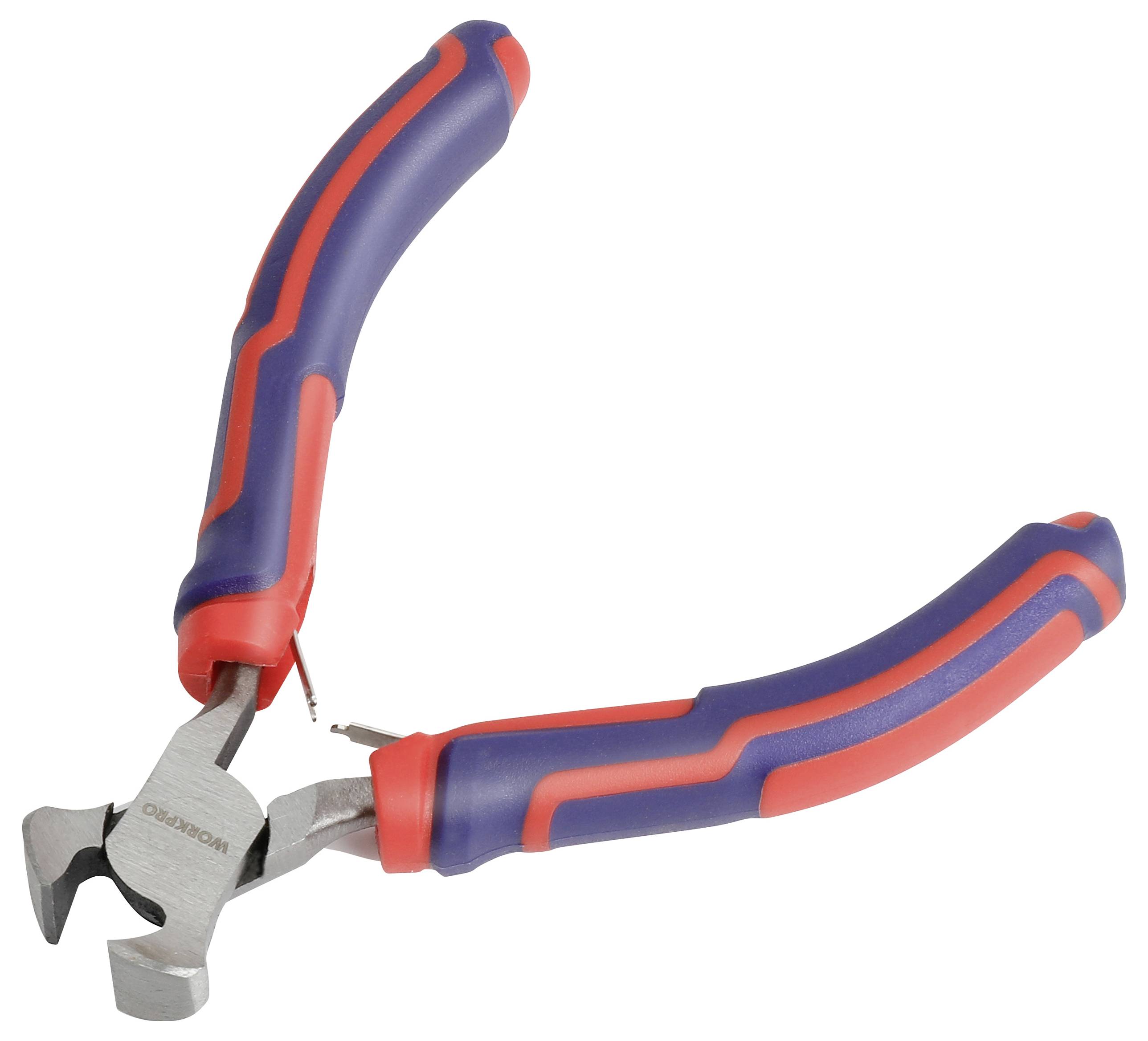 Zange mit bunter, ergonomischer Griffpolsterung, geeignet zum Schneiden von Drähten oder dünnen Metallteilen.