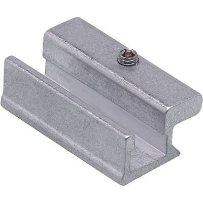 Ein silbernes Metallprofil mit U-Form und einer kleinen Schraube oben.