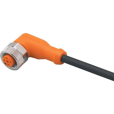 'Oranges Kabel mit schwarzem Stecker, Detailaufnahme eines elektrischen Anschlusses.'