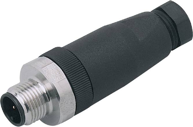 Grosser schwarzer Steckerverbindung mit Metallgewinde, zur Verwendung in elektronischen Geräten oder Kabelverbindungen.