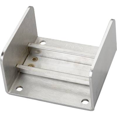 Metallwinkelhalterung aus Edelstahl mit vier Schraubenlöchern und einer Schiene in der Mitte, verwendet zur Stabilisierung.