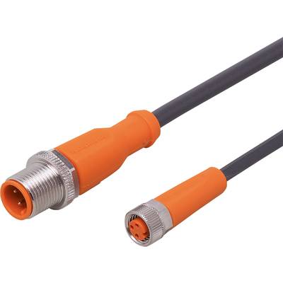 Ein orangefarbenes Sensorkabel mit Schraubverbindung und Metallgewinde. Es hat eine Kunststoffummantelung und ist funktionsbereit.