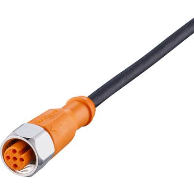 Ein orangefarbenes Kabel mit einem Metallstecker, geeignet für industrielle Anwendungen.
