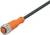 Ein orangefarbener elektrischer Steckverbinder mit langem, schwarzem Kabel, geeignet für industrielle Anwendungen.