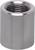 Metallmutter mit Innengewinde, glatt und zylindrisch, silberfarben. Sie wird typischerweise für Schraubverbindungen verwendet.