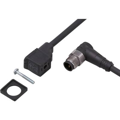 Kabel mit rechteckigem Kunststoffstecker und rundem Metallstecker. Geeignet für industrielle Anwendungen.