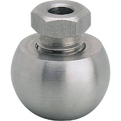 Metallkugellager mit Sechskantmutter, industrielles Maschinenteil, glänzende Oberfläche, zentrale Achse sichtbar.