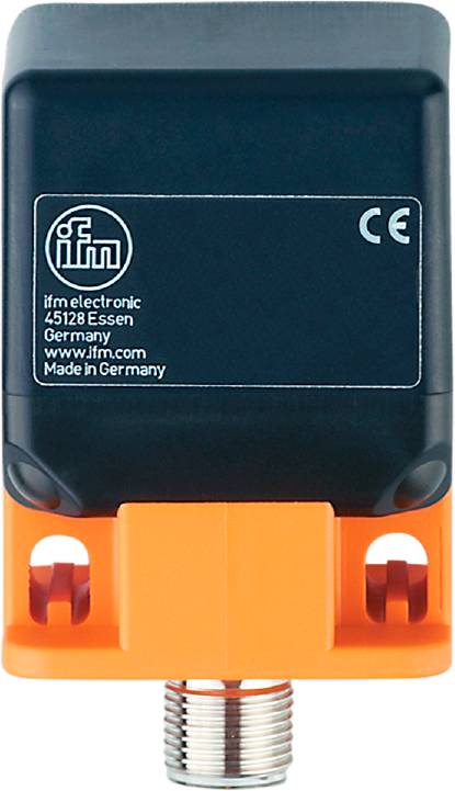 Aufkleber eines Geräts mit dem Logo 'ifm', der Firma 'ifm electronic' aus Essen, Deutschland, und der Angabe 'Made in Germany'.