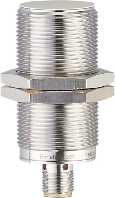 Metallsensor mit Gewinde und zwei Muttern, geeignet für industrielle Anwendungen.