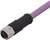 Lila Ethernet-Kabel mit schwarzem Anschluss, typischerweise verwendet für industrielle Netzwerkanwendungen.