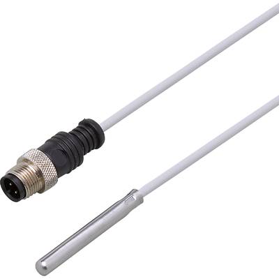 Ein Temperaturfühler mit Stecker, montiert an einem langen Kabel, zeigt die Verbindungsmöglichkeit und Funktionalität zur Temperaturmessung.