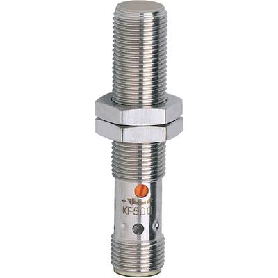 Ein vernickelter Gewindesensor mit sechskantiger Mutter und zylinderförmigem Körper, wahrscheinlich für industrielle Anwendungen.