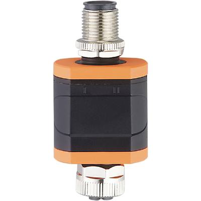 Eine orange-braune Batterie mit schwarzem Gehäuse, typische rechteckige Form, oben sichtbare polare Anschlüsse, vor weißem Hintergrund.