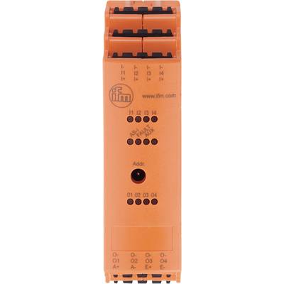 Elektrisches Gerät mit Beschriftungen für Anschlüsse I1 bis I4 und Anzeigen für 'AS-i FAULT' und 'AUX'. Unten steht 'Addr.'.
