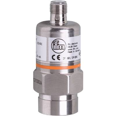Ein zylindrisches Metallgerät mit dem Logo und der Adresse von 'ifm electronic', sowie CE-Kennzeichnung und IP-Schutzklassenangaben.