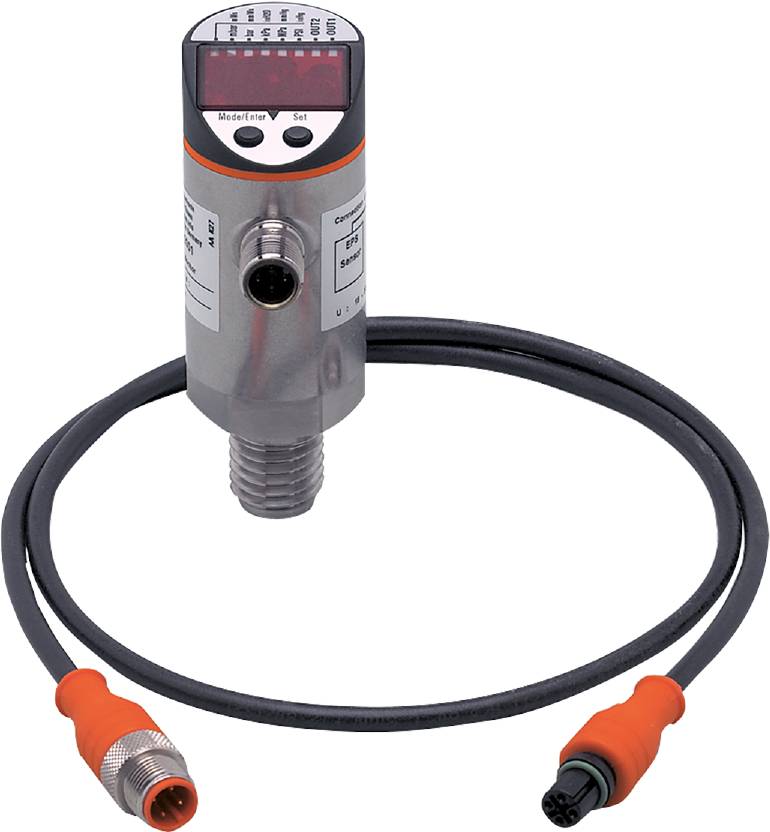 Ein Drucksensor mit digitaler Anzeige und Kabelanschluss. Geeignet für Überwachung von pneumatischen oder hydraulischen Systemen.