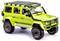 Ein limegrüner Spielzeug-Offroader mit grobstolligen Reifen steht auf einem weißen Hintergrund.