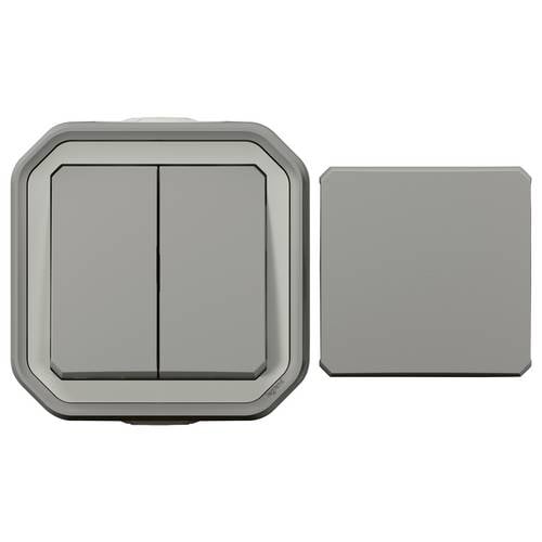 Legrand Komplett Aufputz, Wechselschalter, Taster Plexo Grau 069719L 1 St.